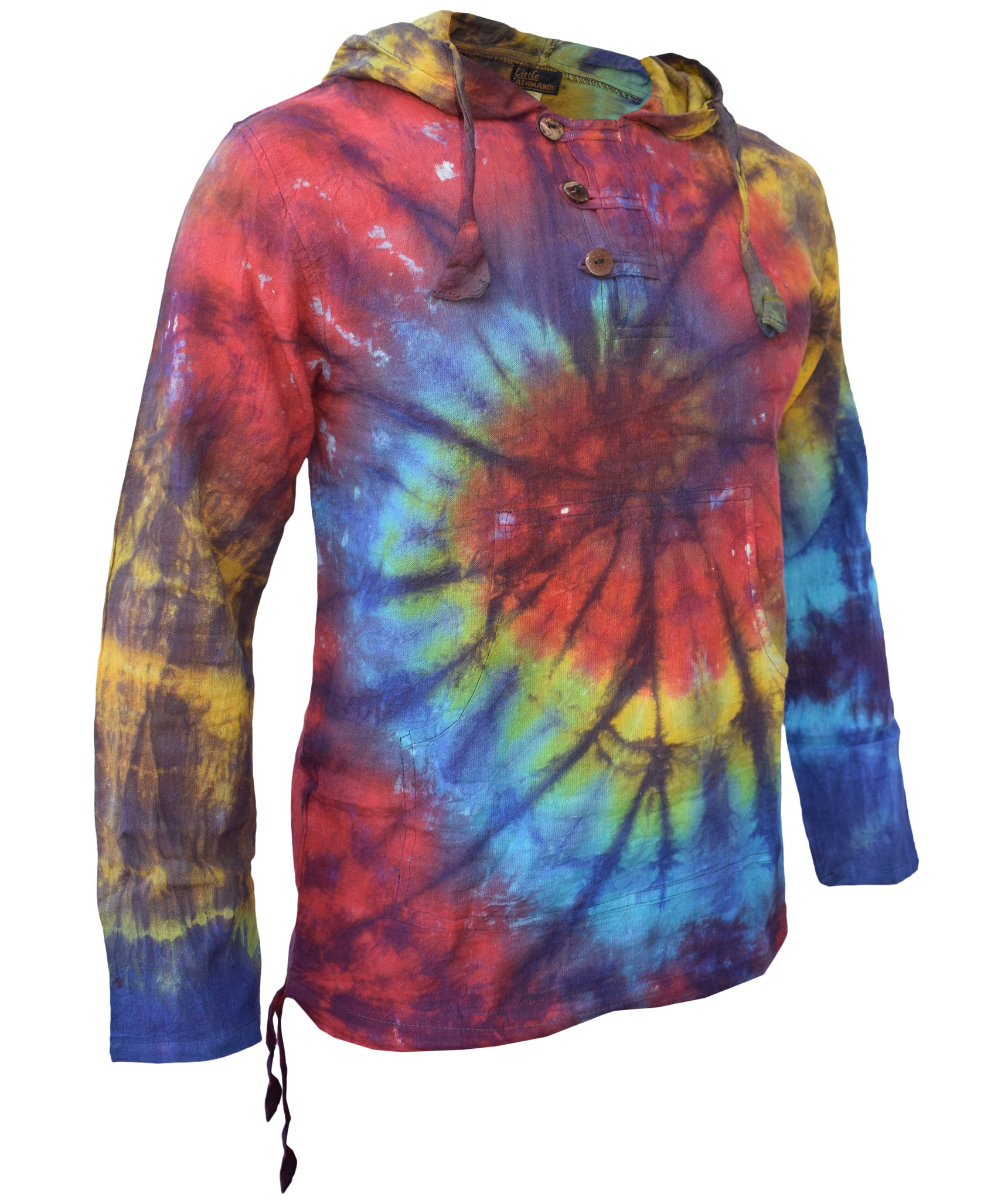 Tiedye Rainbow Spiral  Grandad Hoody-4849