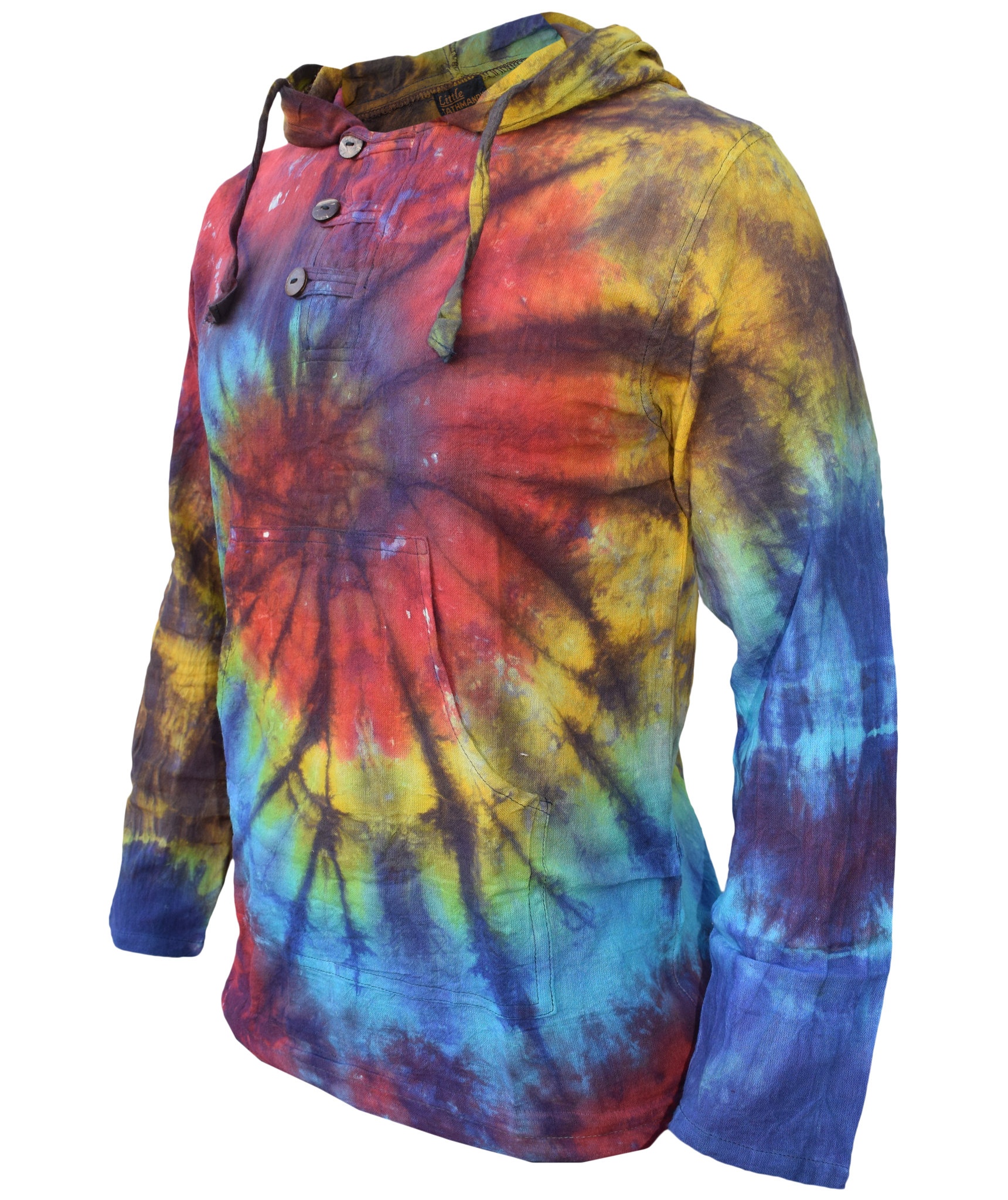 Tiedye Rainbow Spiral  Grandad Hoody-4850