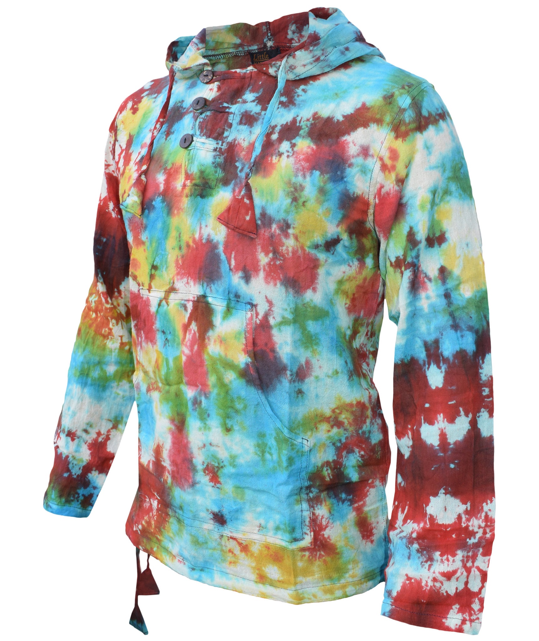 Tiedye Rainbow Spiral  Grandad Hoody-4852