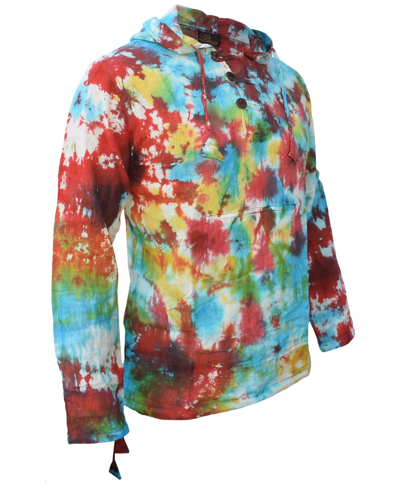 Tiedye Rainbow Spiral  Grandad Hoody-4853
