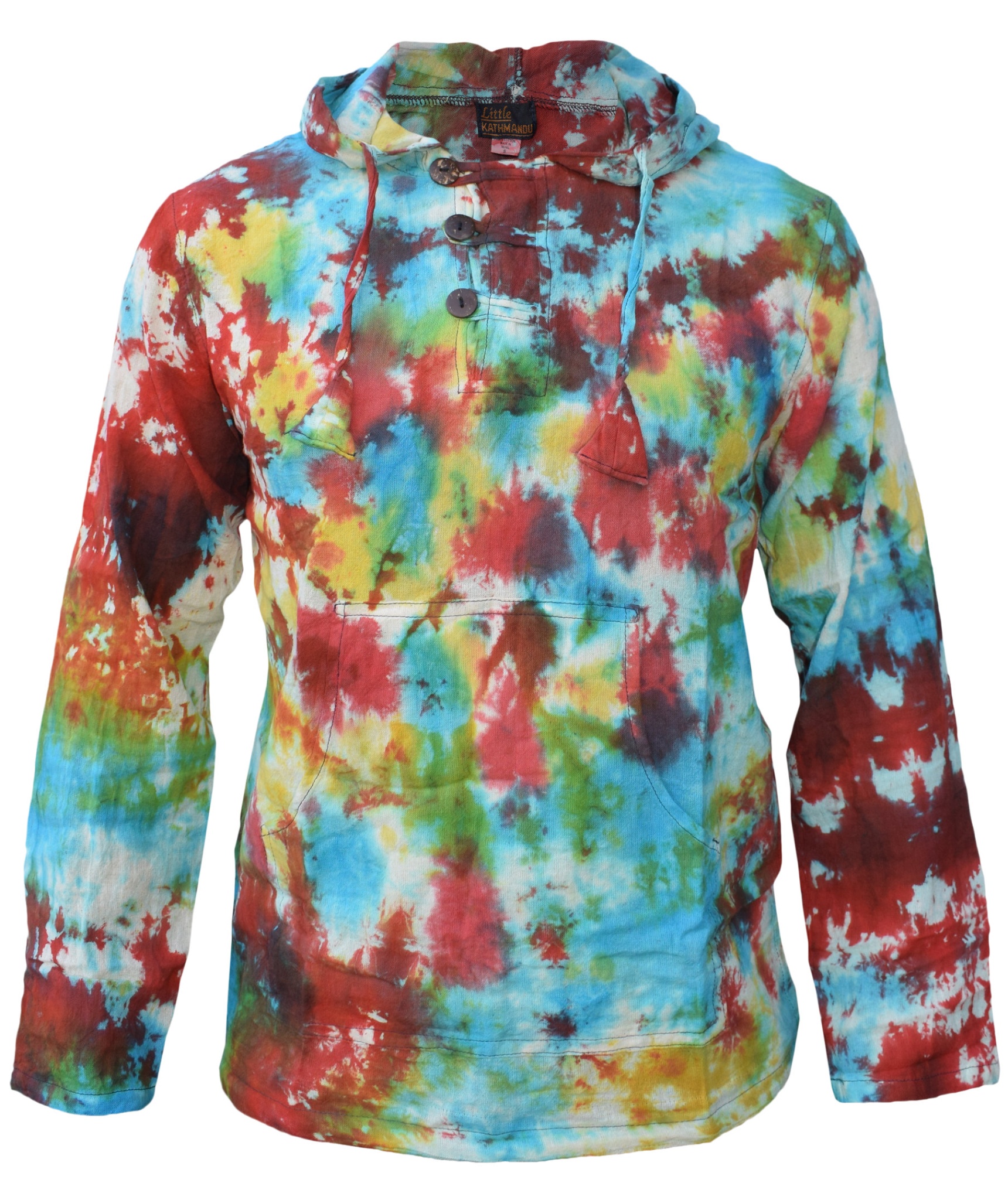 Tiedye Rainbow Spiral  Grandad Hoody-4854