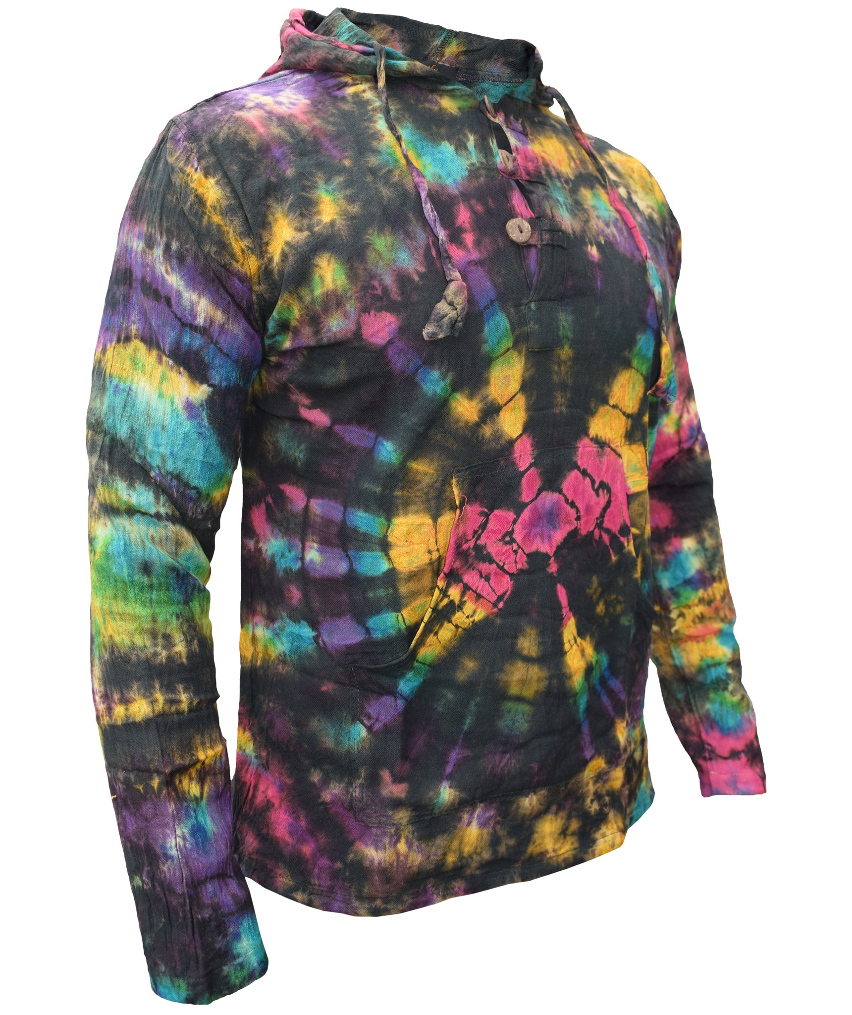 Tiedye Rainbow Spiral  Grandad Hoody-4855