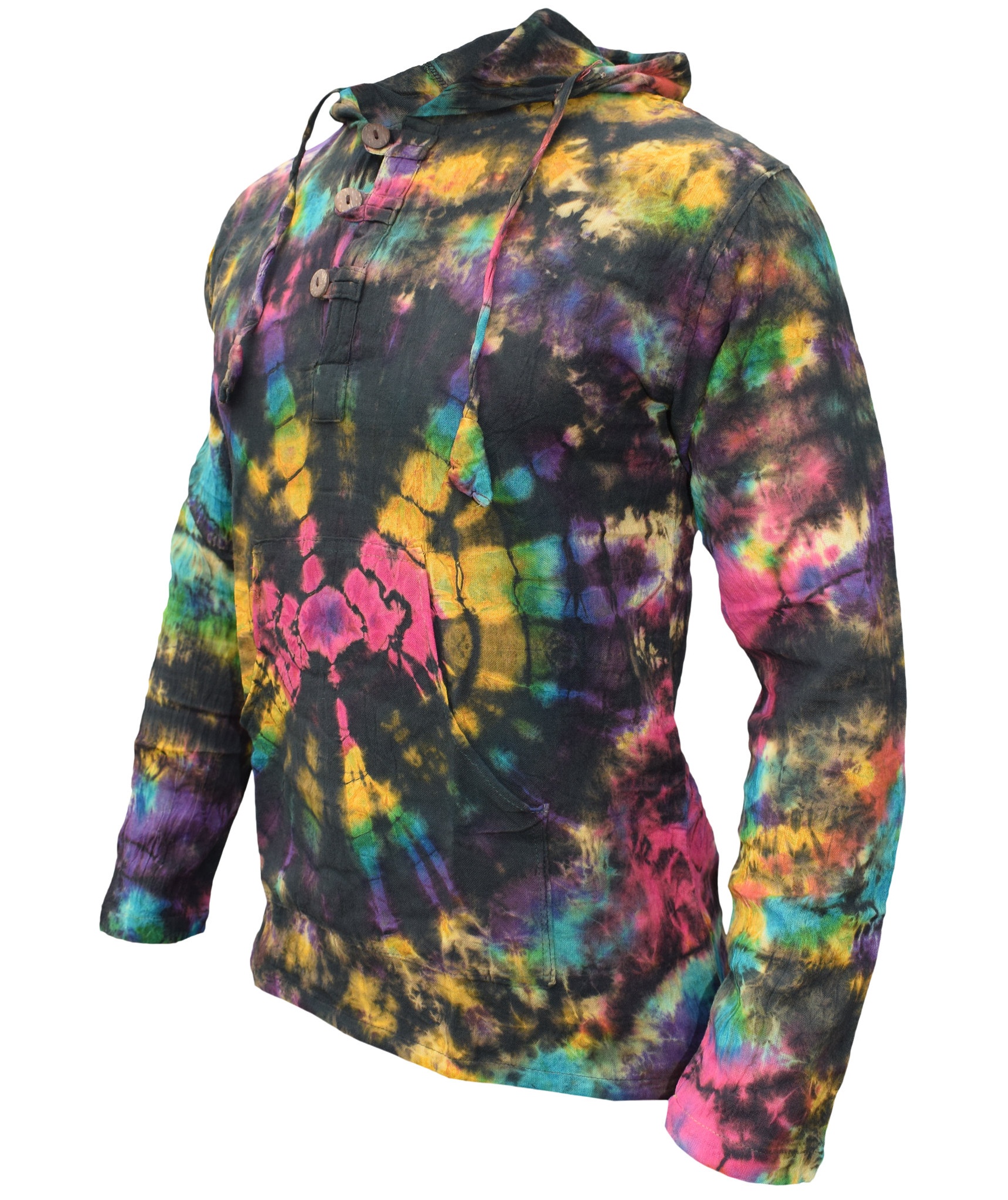 Tiedye Rainbow Spiral  Grandad Hoody-4856