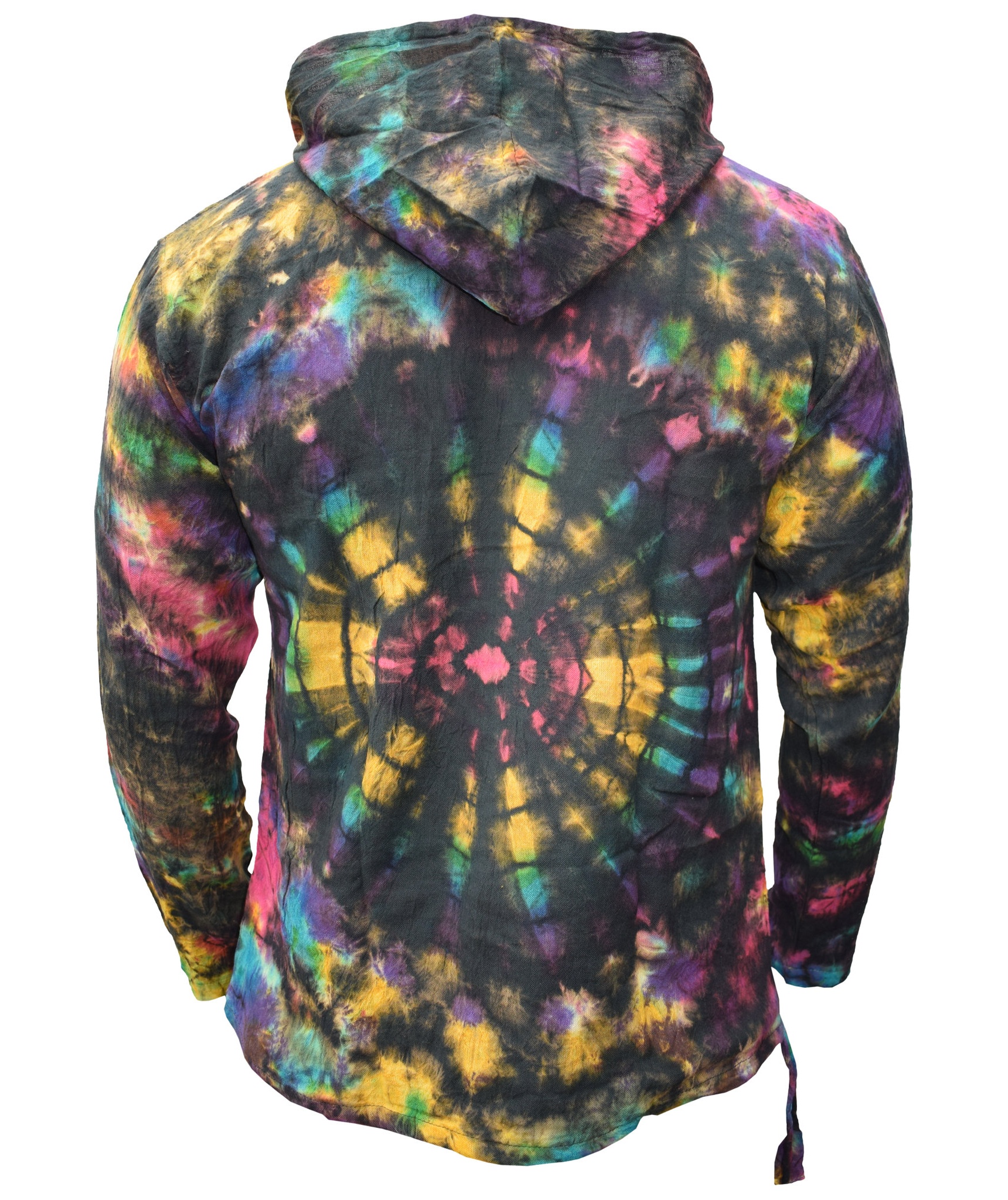 Tiedye Rainbow Spiral  Grandad Hoody-4857