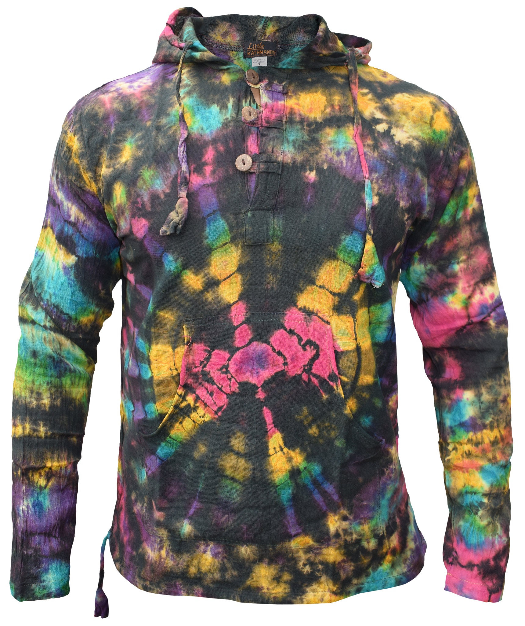 Tiedye Rainbow Spiral  Grandad Hoody-4858