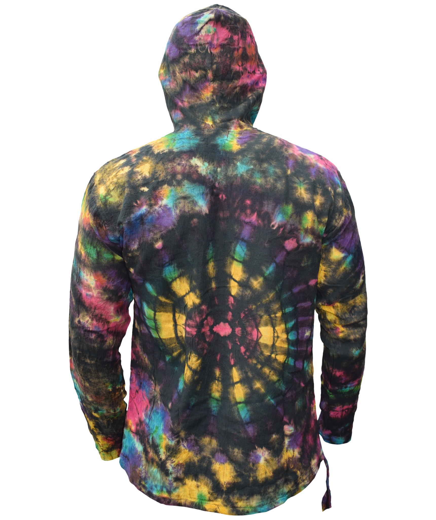 Tiedye Rainbow Spiral  Grandad Hoody-4859