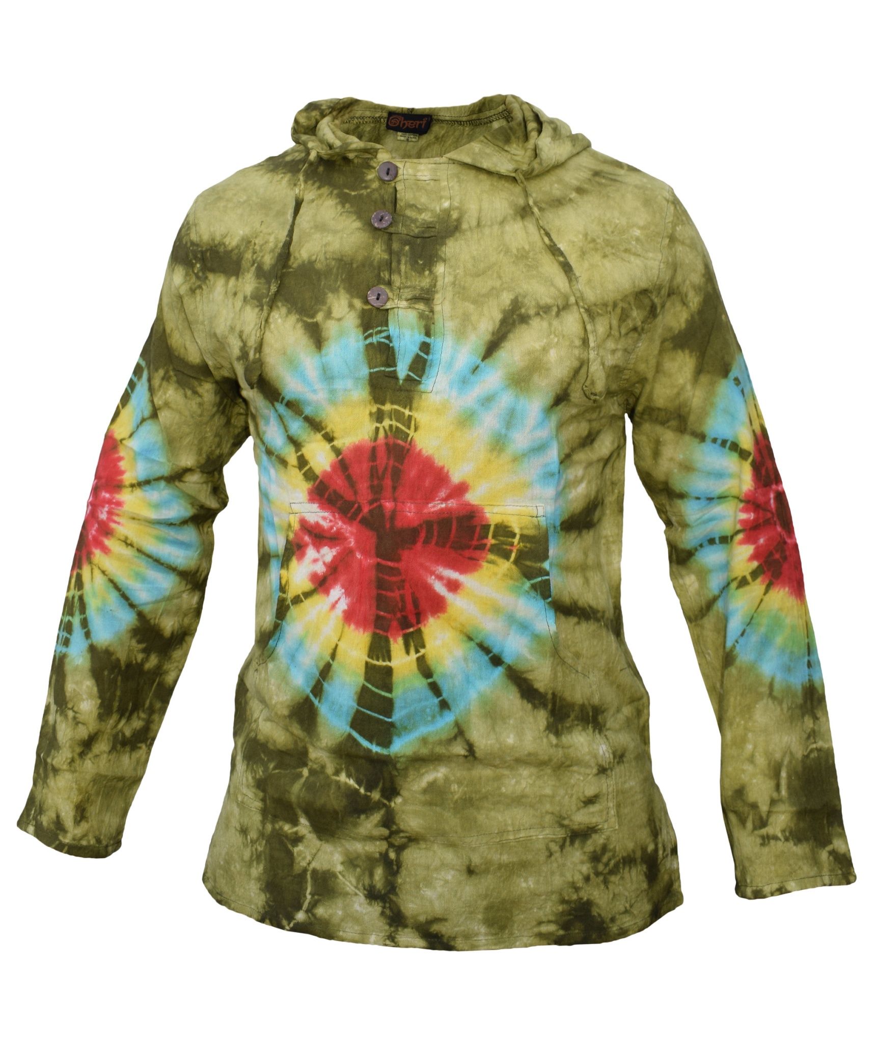 Tiedye Rainbow Spiral  Grandad Hoody-4861