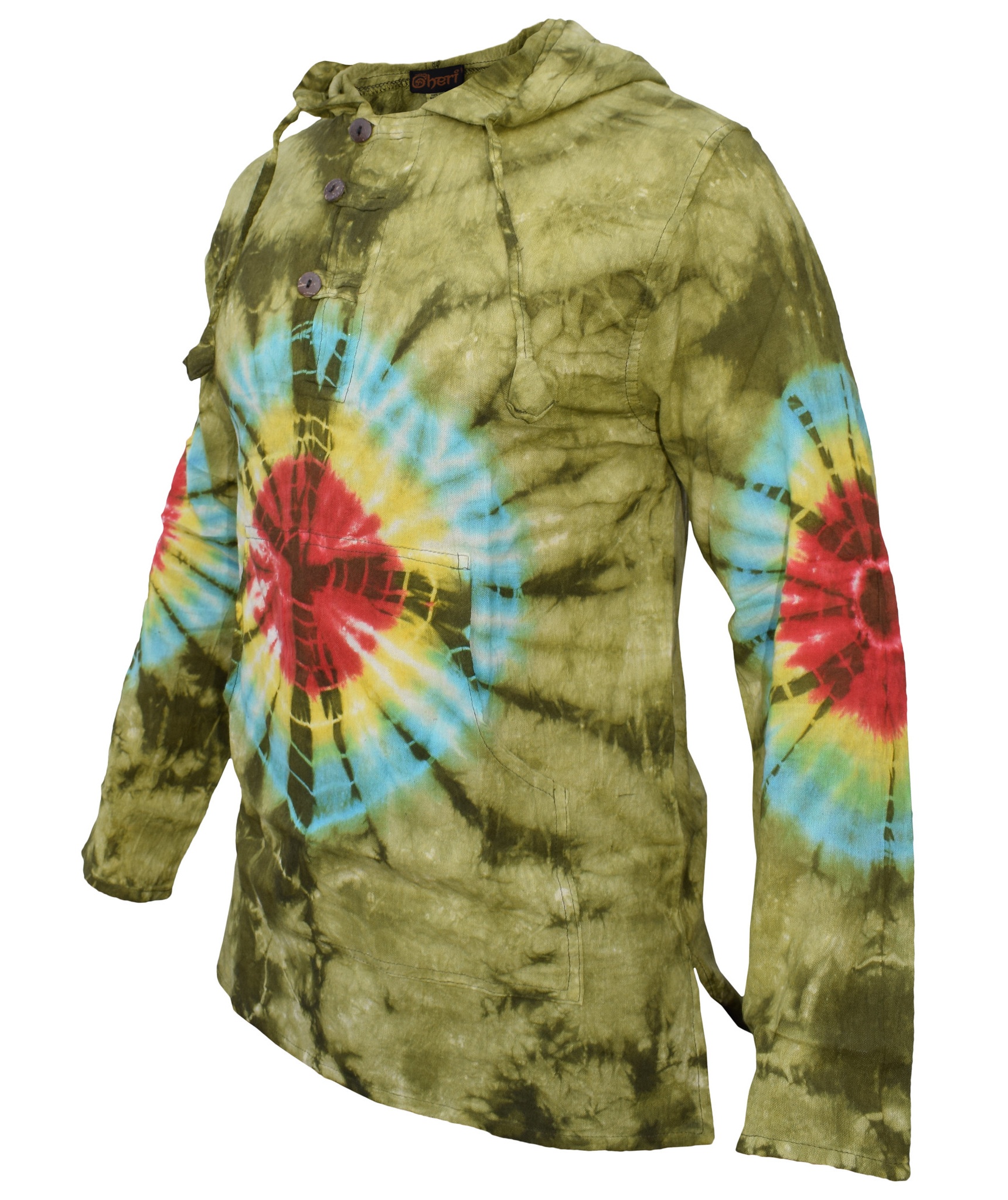 Tiedye Rainbow Spiral  Grandad Hoody-4862