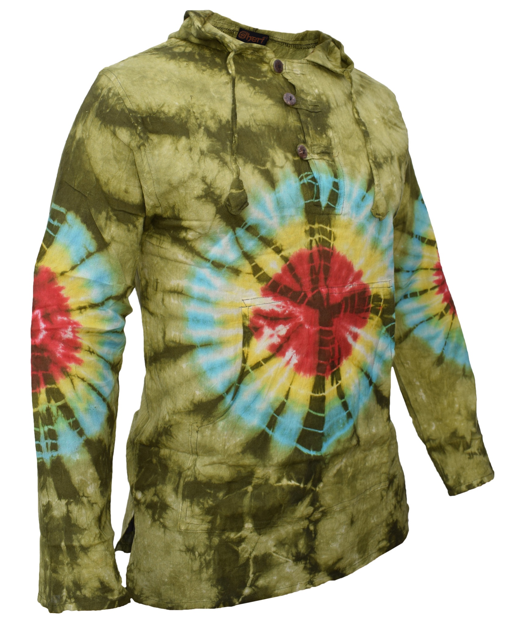 Tiedye Rainbow Spiral  Grandad Hoody-4863