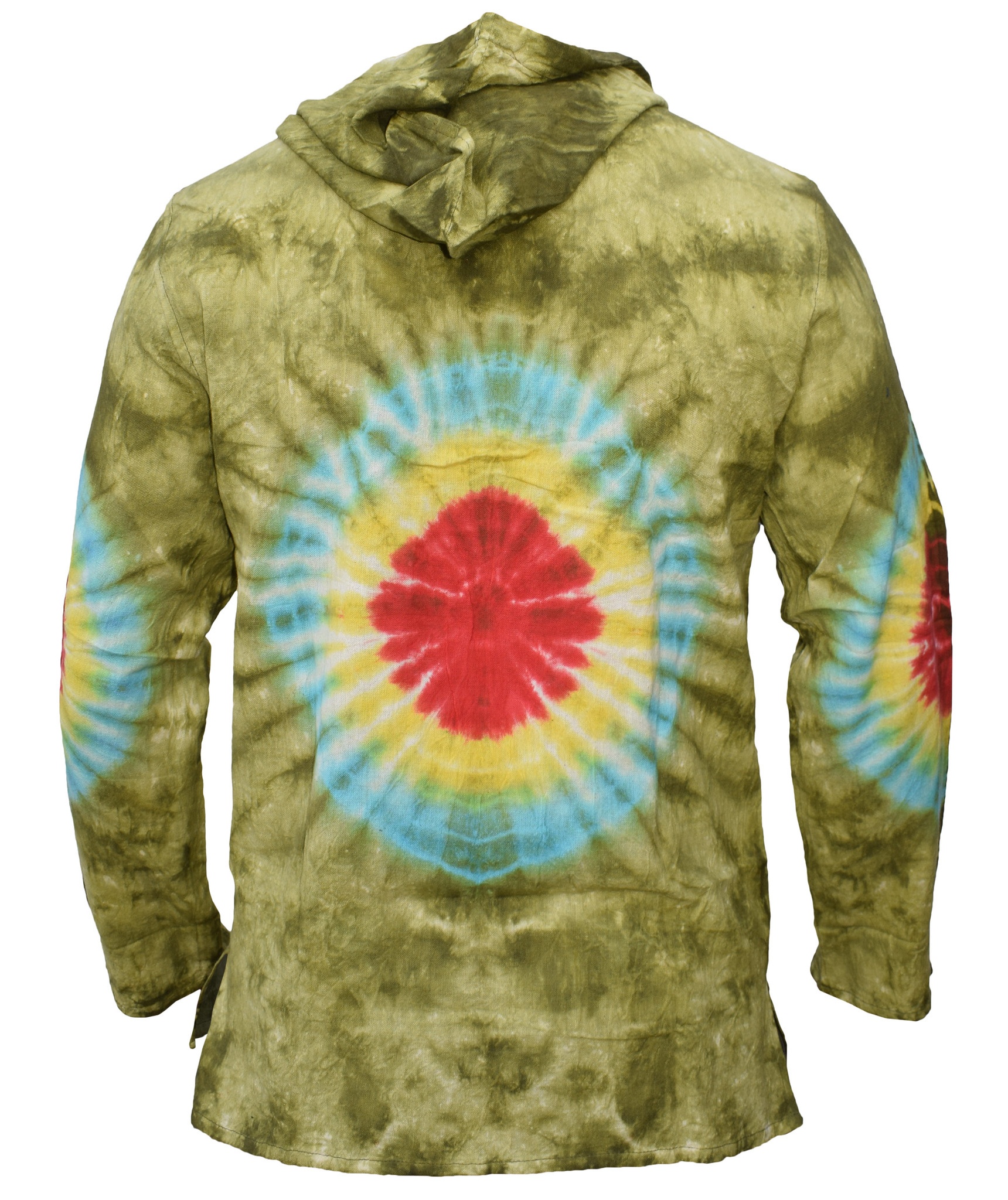 Tiedye Rainbow Spiral  Grandad Hoody-4864
