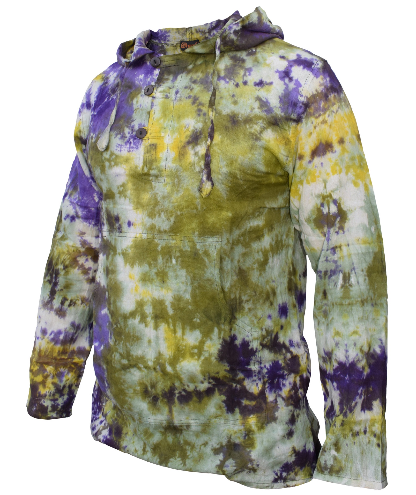 Tiedye Rainbow Spiral  Grandad Hoody-4866