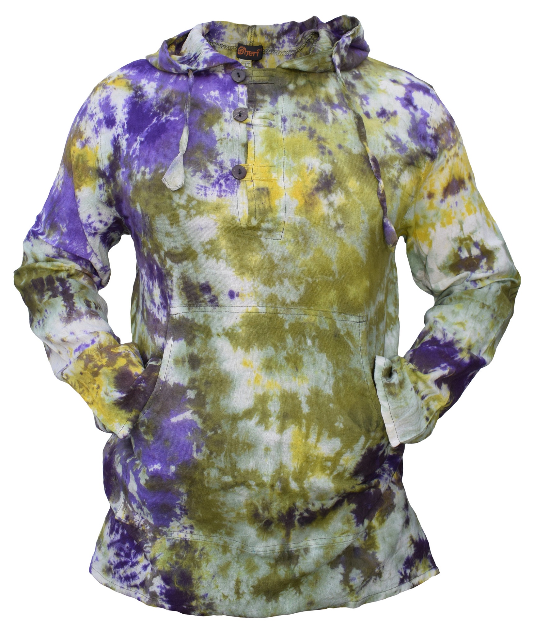 Tiedye Rainbow Spiral  Grandad Hoody-4868